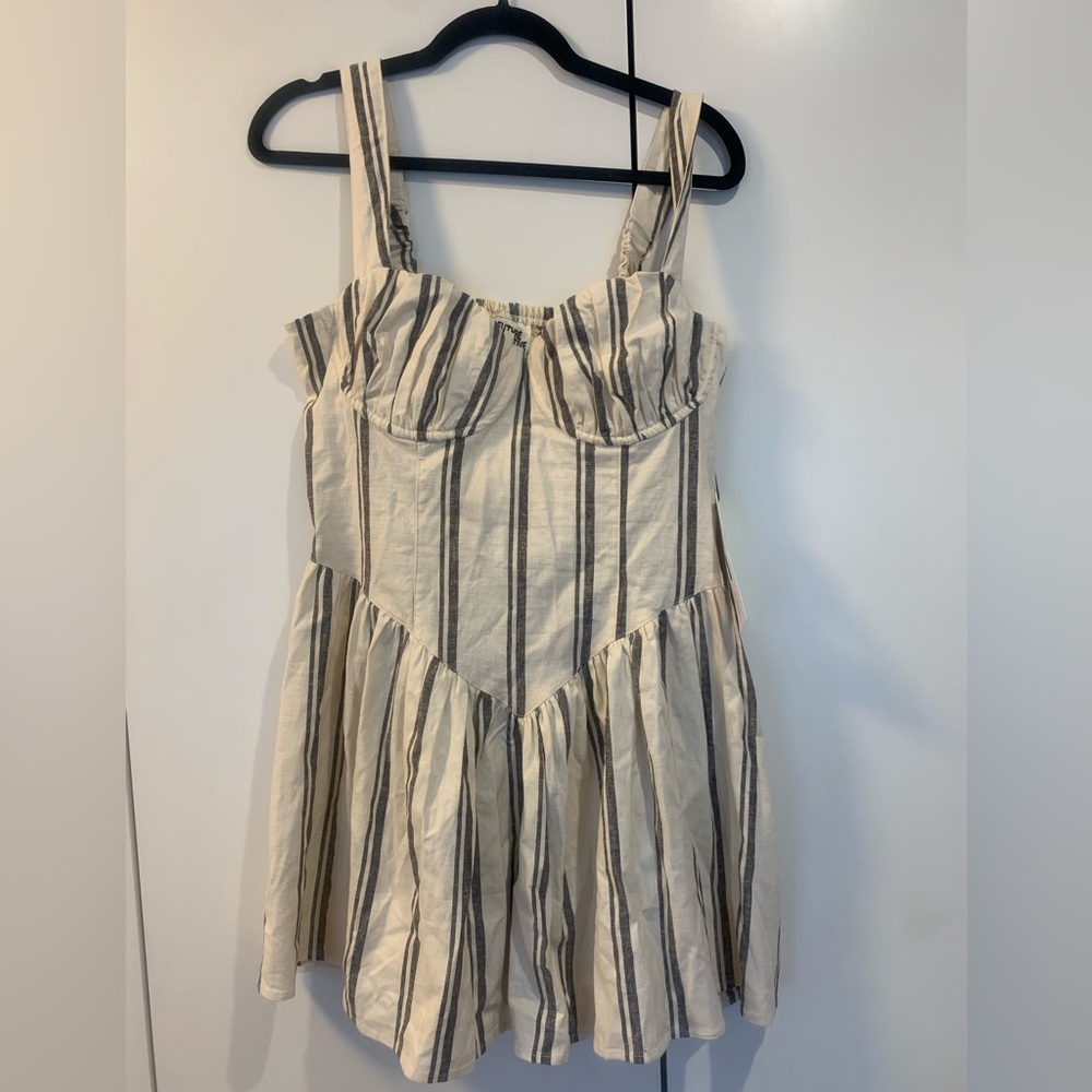 Future Collective with Jenee Naylor - Corset Mini Dress Cream Striped Size 12